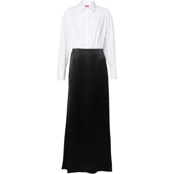 STAUD Nile Dress Black White Button Up Maxi Shirt Dress Bran New - Picture 7 of 11